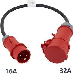 Verloop krachtkabel 16 ampere naar 32 ampere