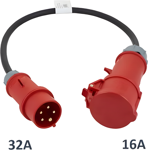 Verloop krachtkabel 16 ampere naar 32 ampere
